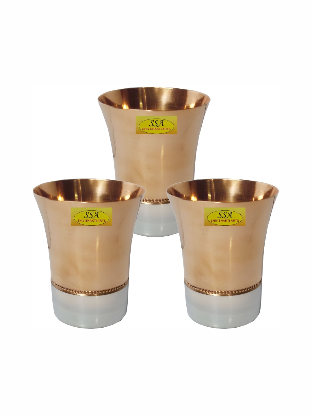 

Shivshakti Arts Yellow 4 Pieces Easy to Clean Brass Water or Juice Glass