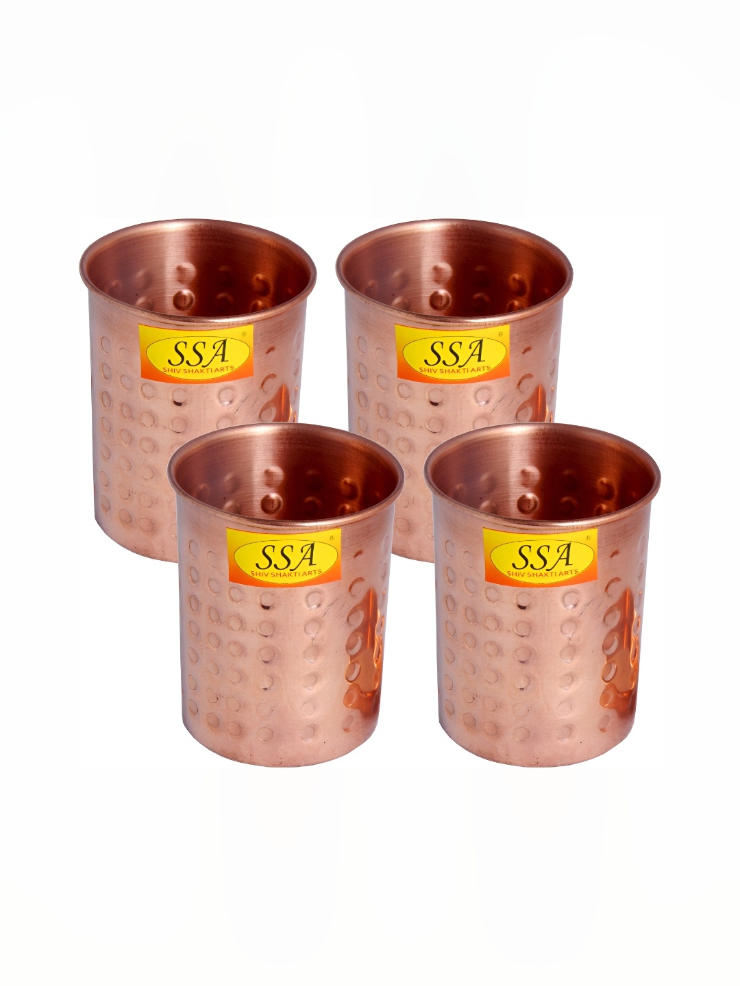 

Shivshakti Arts Yellow 4 Pieces Textured Brass Easy To Clean Water Glass 200 ml