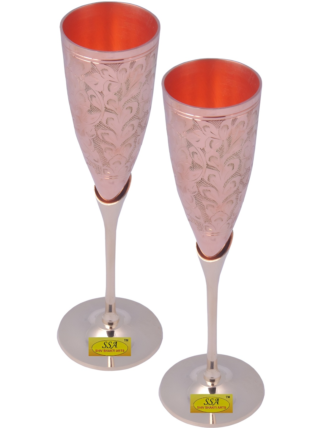 

Shivshakti Arts Brown 2 Pieces Textured Copper Champagne Glasses 150 Ml