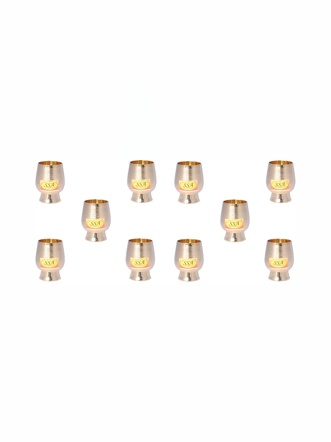 

Shivshakti Arts Silver-Toned 10 Pieces Easy to Clean Brass Water or Juice Glass
