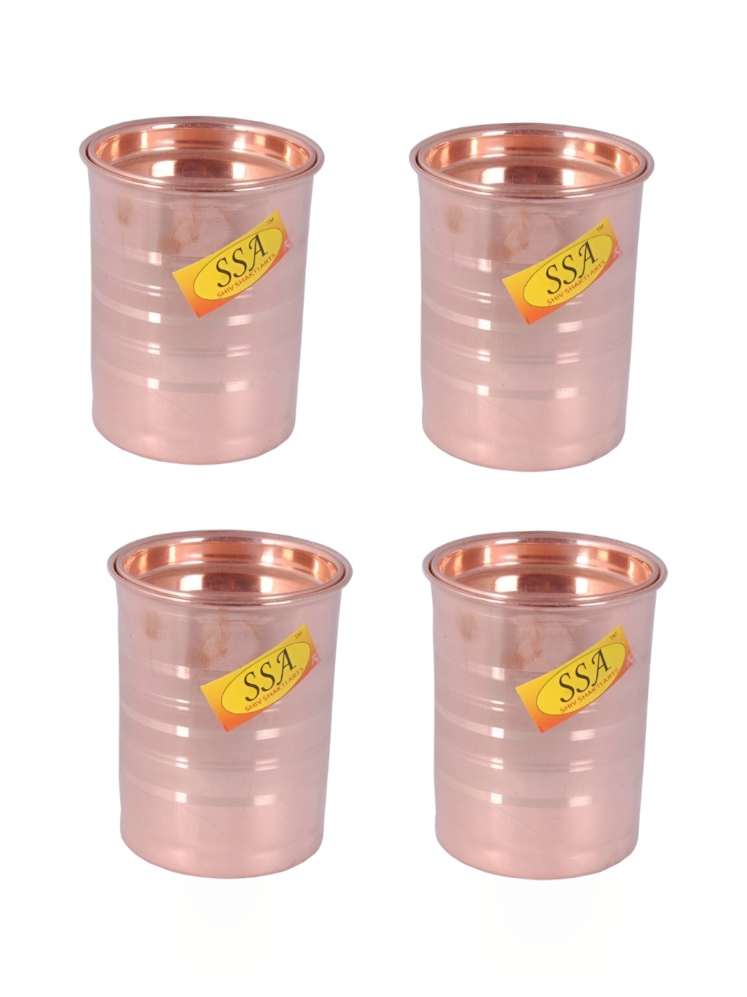 

Shivshakti Arts Brown 4 Pieces Easy to Clean Copper Water or Juice Glass 300ml
