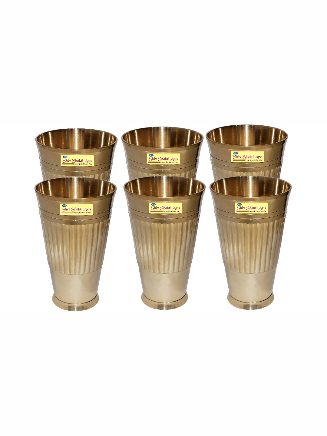 

Shivshakti Arts Gold toned 2 Pieces Easy to Clean Brass Water or Juice Glass 250ml