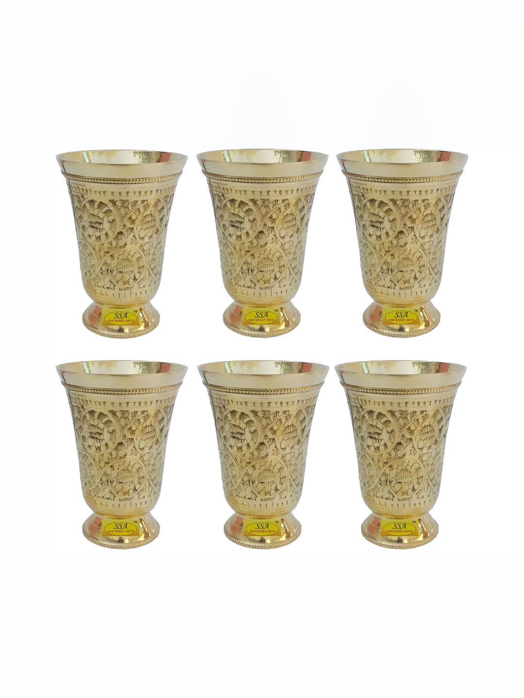 

Shivshakti Arts Gold Toned 6 Pieces Easy to Clean Copper Water or Juice Glass 350ml