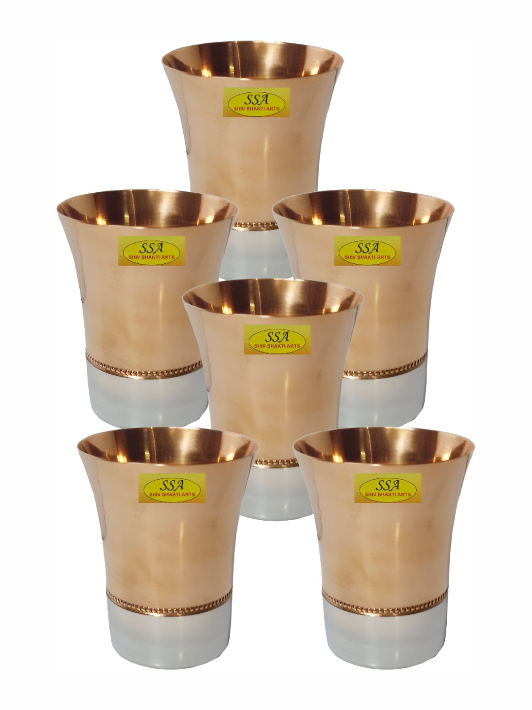 

Shivshakti Arts Gold Toned 6 Pieces Easy to Clean Brass Water or Juice Glass 350 ML