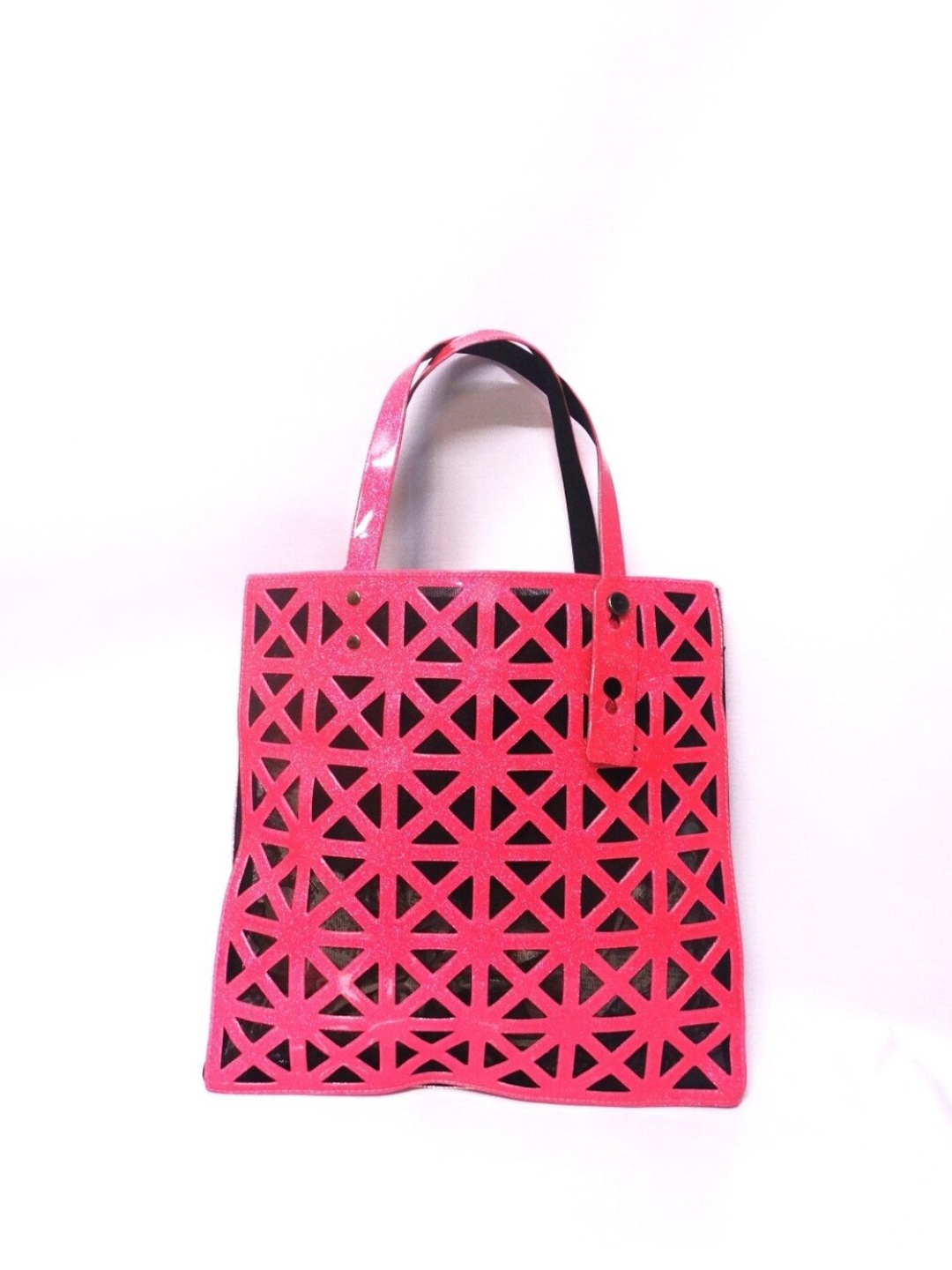 

CHRONICLE Fuchsia PU Oversized Shopper Tote Bag with Cut Work