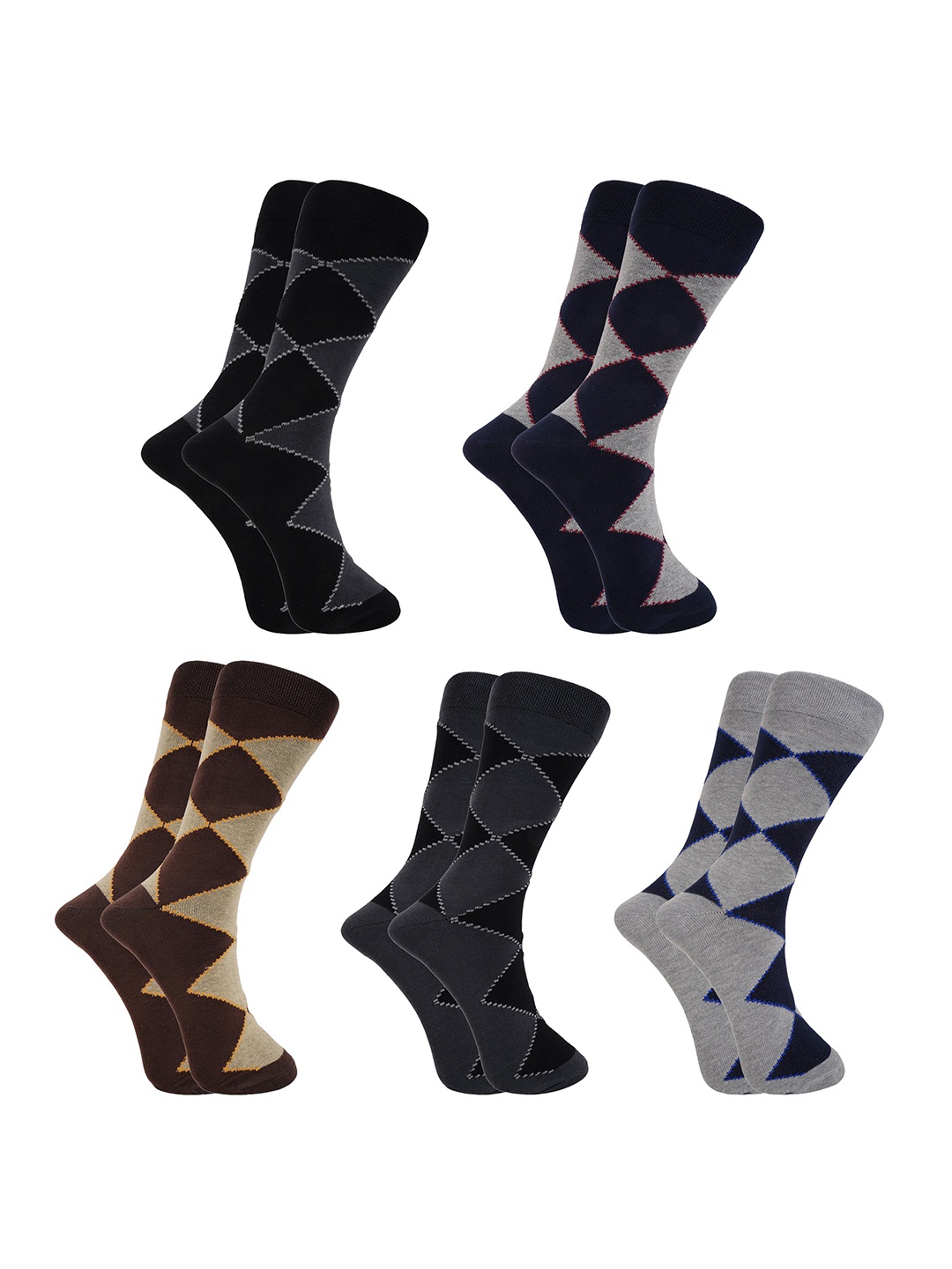 

BAESD Men Pack Of 5 Assorted Cotton Ankle-Length Socks