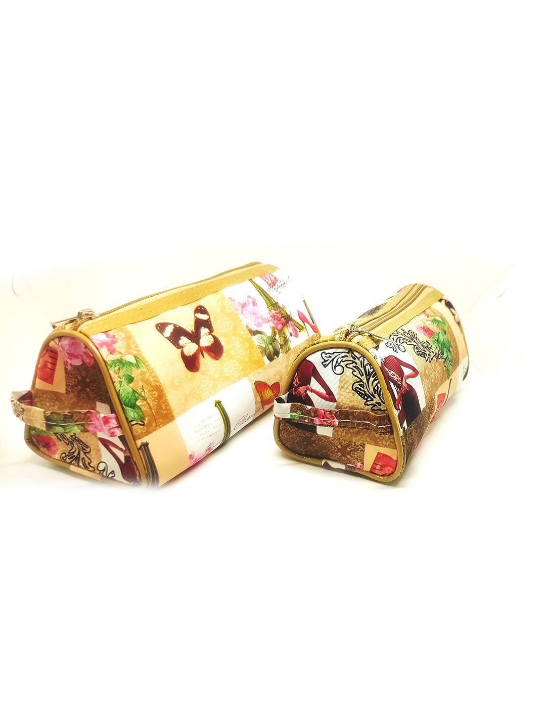 

COSMO HUB Set Of 2 Printed Makeup Pouches, Yellow