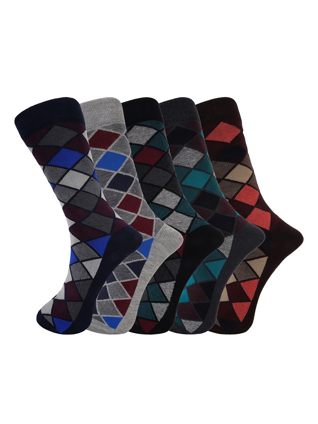 

BAESD Men Pack Of 5 Patterned Above Ankle-Length Socks, Blue