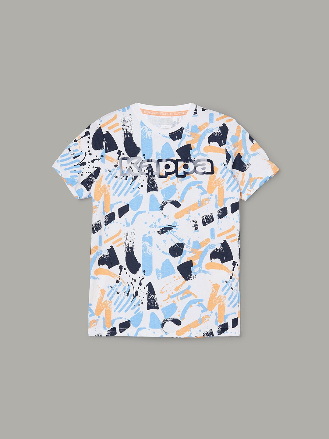 

Kappa Boys Abstract Printed Round Neck Cotton Regular Fit T-shirts, White
