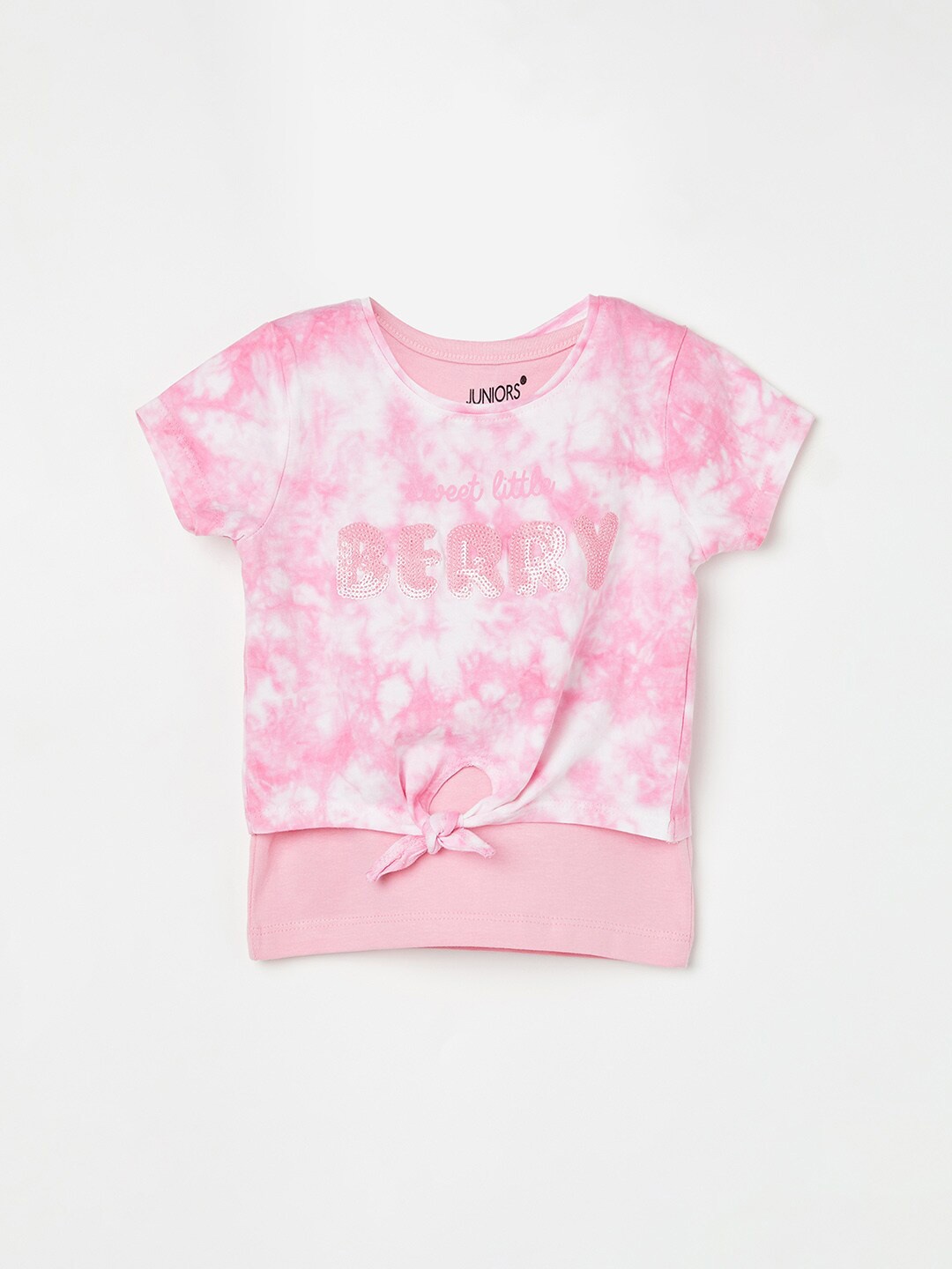 

Juniors by Lifestyle Girls Tie & Dye Round Neck Tropical Pockets Cotton T-shirt, Pink