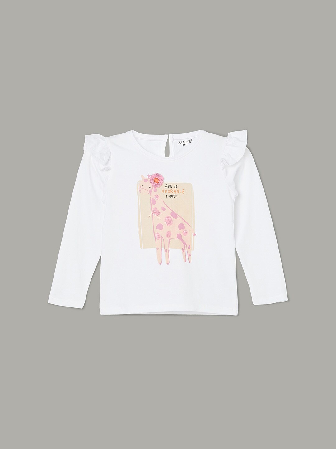 Juniors by Lifestyle Girls Typography Printed Round Neck T-shirt, White