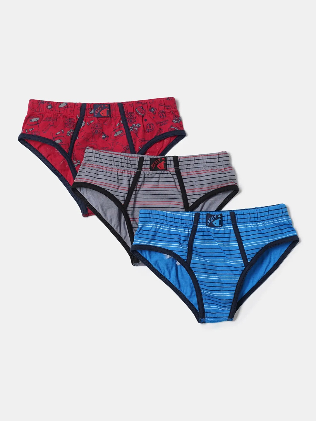 

Jockey Boys Assorted Pack Of 3 Super Combed Cotton Printed Briefs - MB04