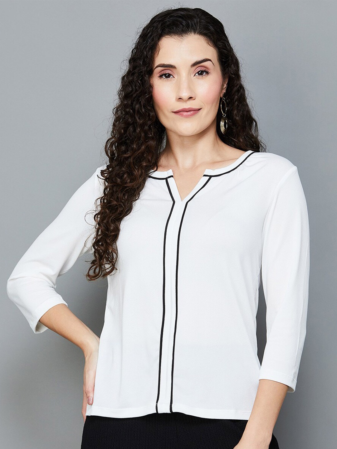 

CODE by Lifestyle Mandarin Collar Top, White