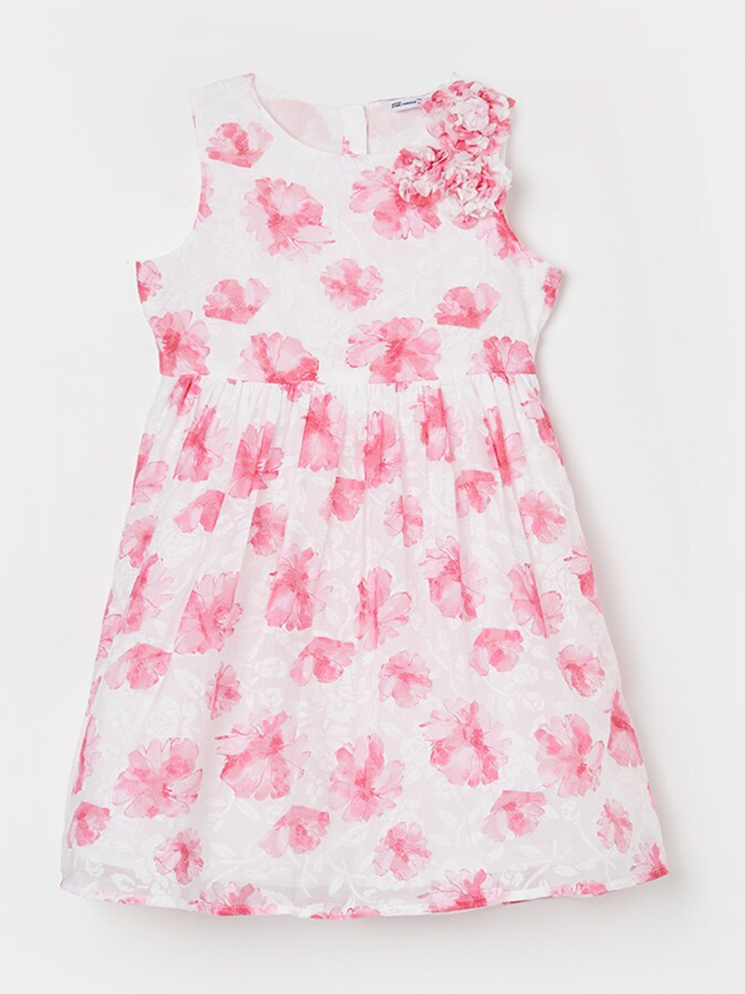 Fame Forever by Lifestyle Girls Floral Printed Sleeveless A-Line Dress, White