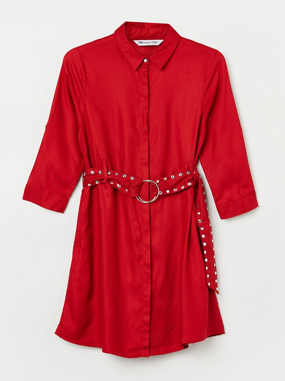 

Fame Forever by Lifestyle Girls Belted Shirt Dress, Red