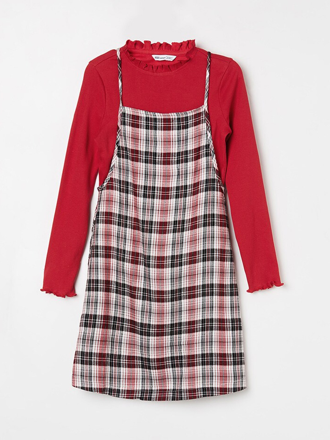 

Fame Forever by Lifestyle Girls Checked Pinafore Dress, Red