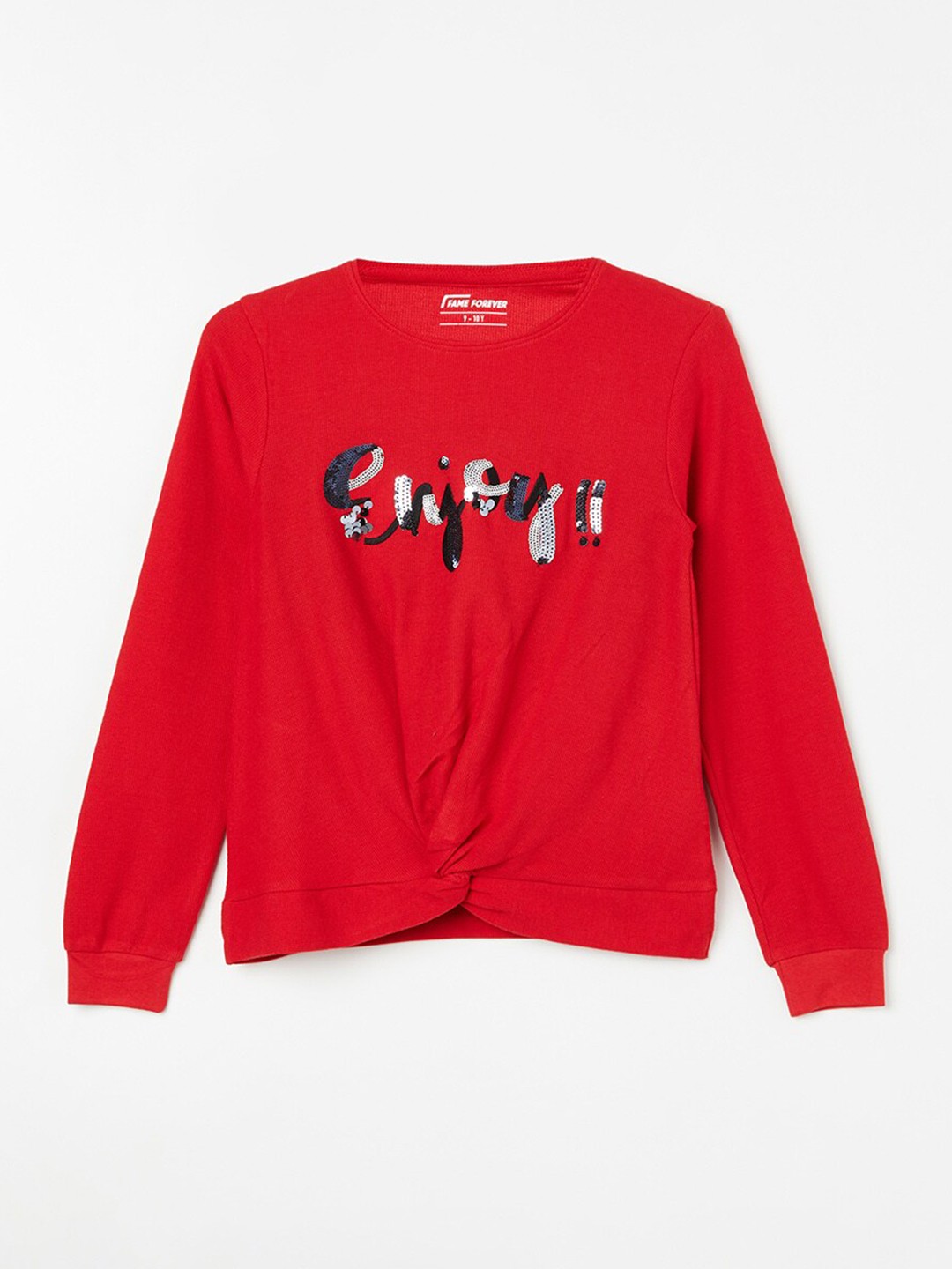 

Fame Forever by Lifestyle Girls Round Neck Long Sleeves Casual T-shirt, Red