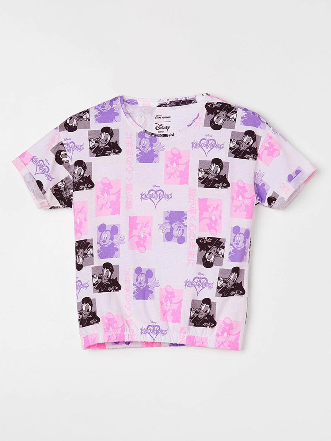 

Fame Forever by Lifestyle Girls Floral Printed Short Sleeves Round Neck T-shirt, White