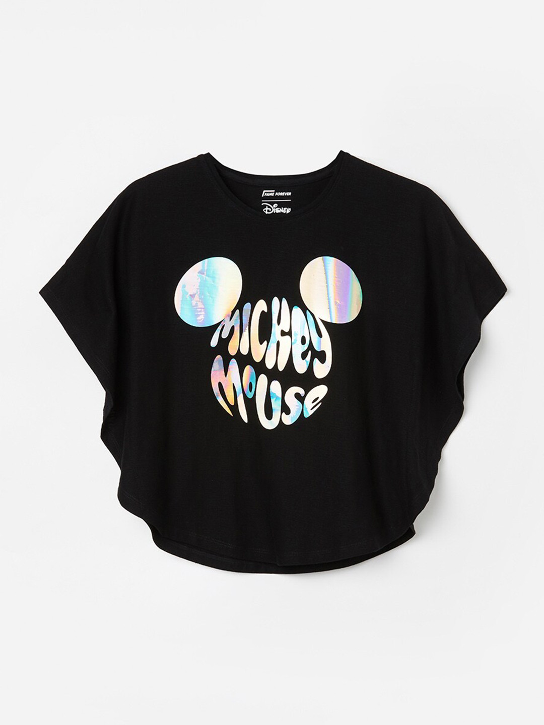 

Fame Forever by Lifestyle Girls Printed Round Neck Short Sleeves Casual T-shirt, Black