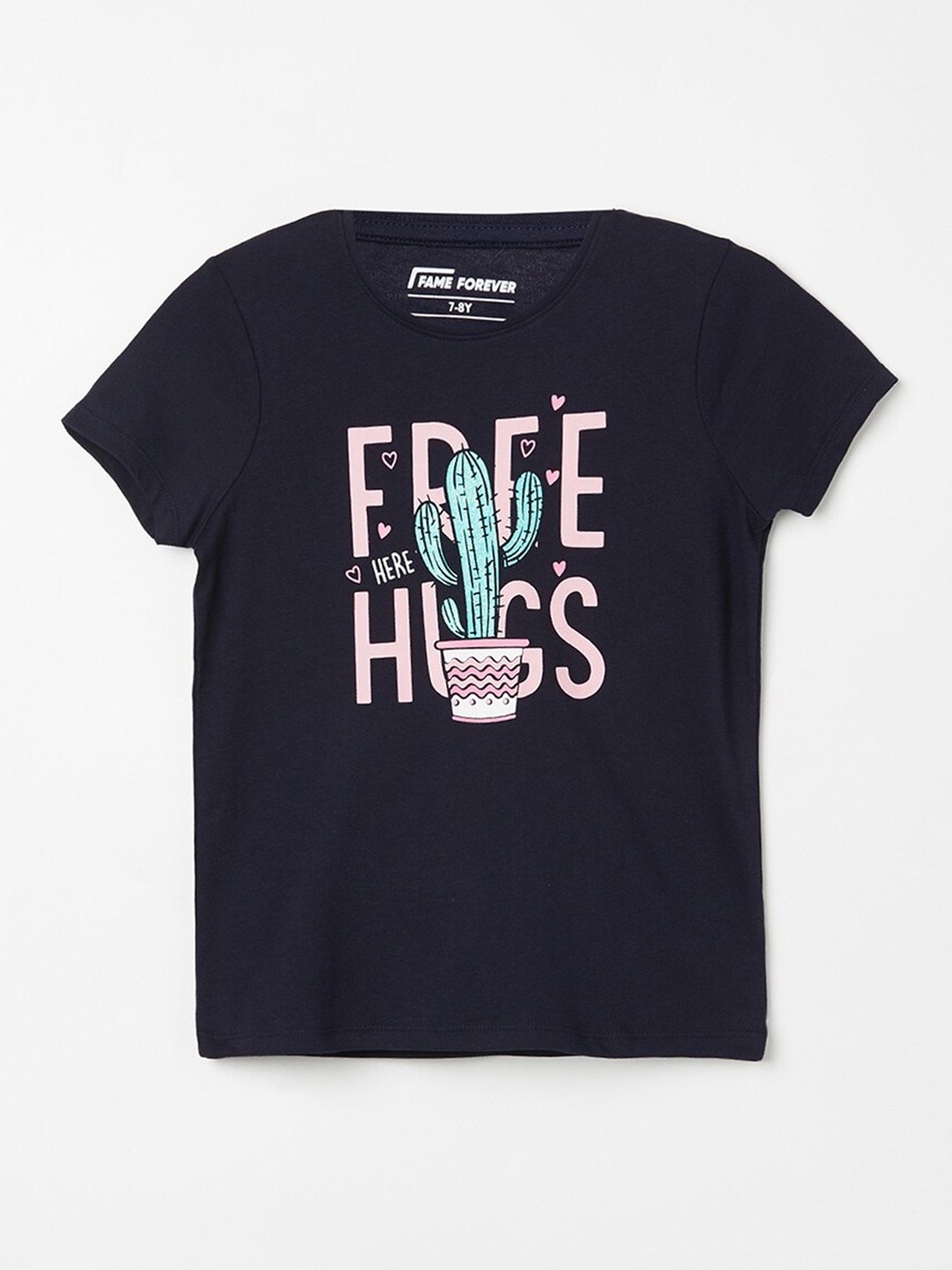 

Fame Forever by Lifestyle Girls Typography Printed Cotton Casual T-shirt, Blue