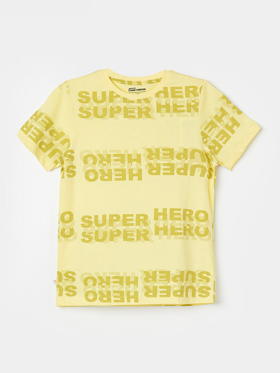 

Fame Forever by Lifestyle Boys Floral Striped Round Neck Short Sleeves Casual T-shirt, Yellow