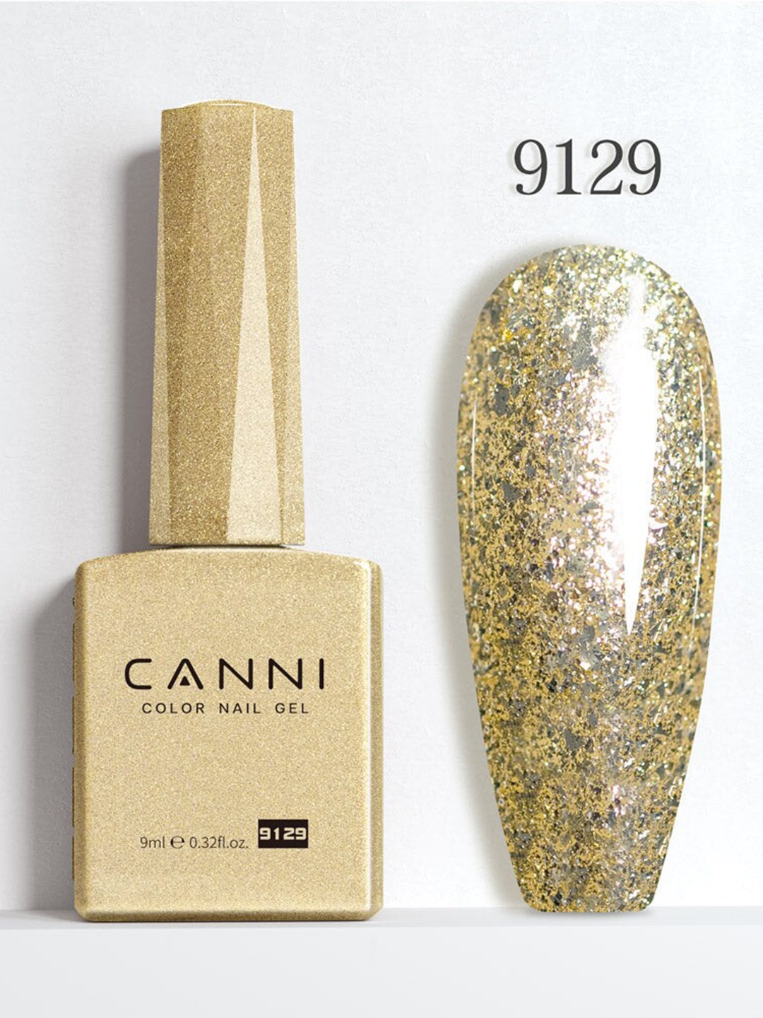 

CANNI Hema Free Long Lasting Soak Off UV LED Gel Nail Polish 9ml - Shade 9129, Gold