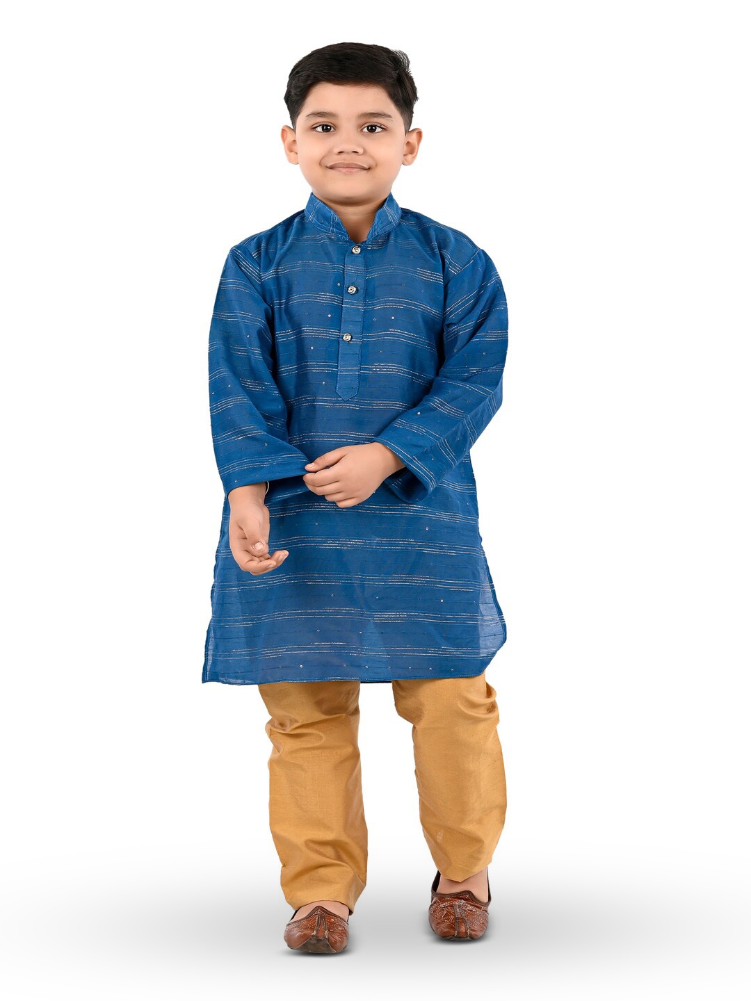 

BAESD Boys Mandarin Collar Regular Kurta with Trousers, Blue