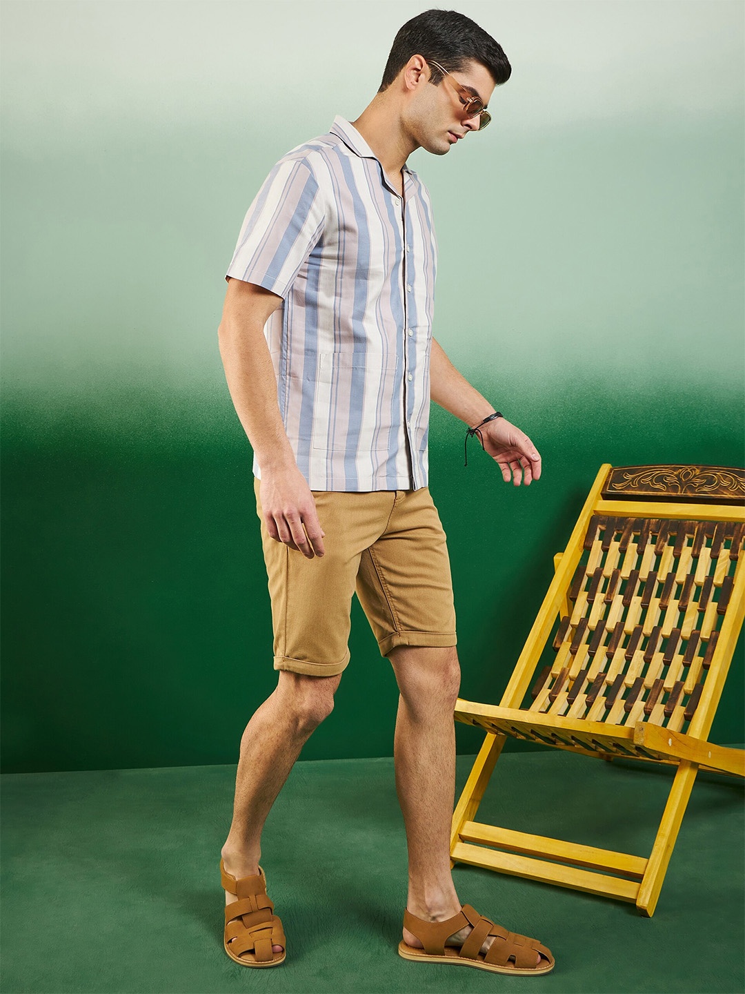 

Sangria Striped Cotton Resort Shirt, White