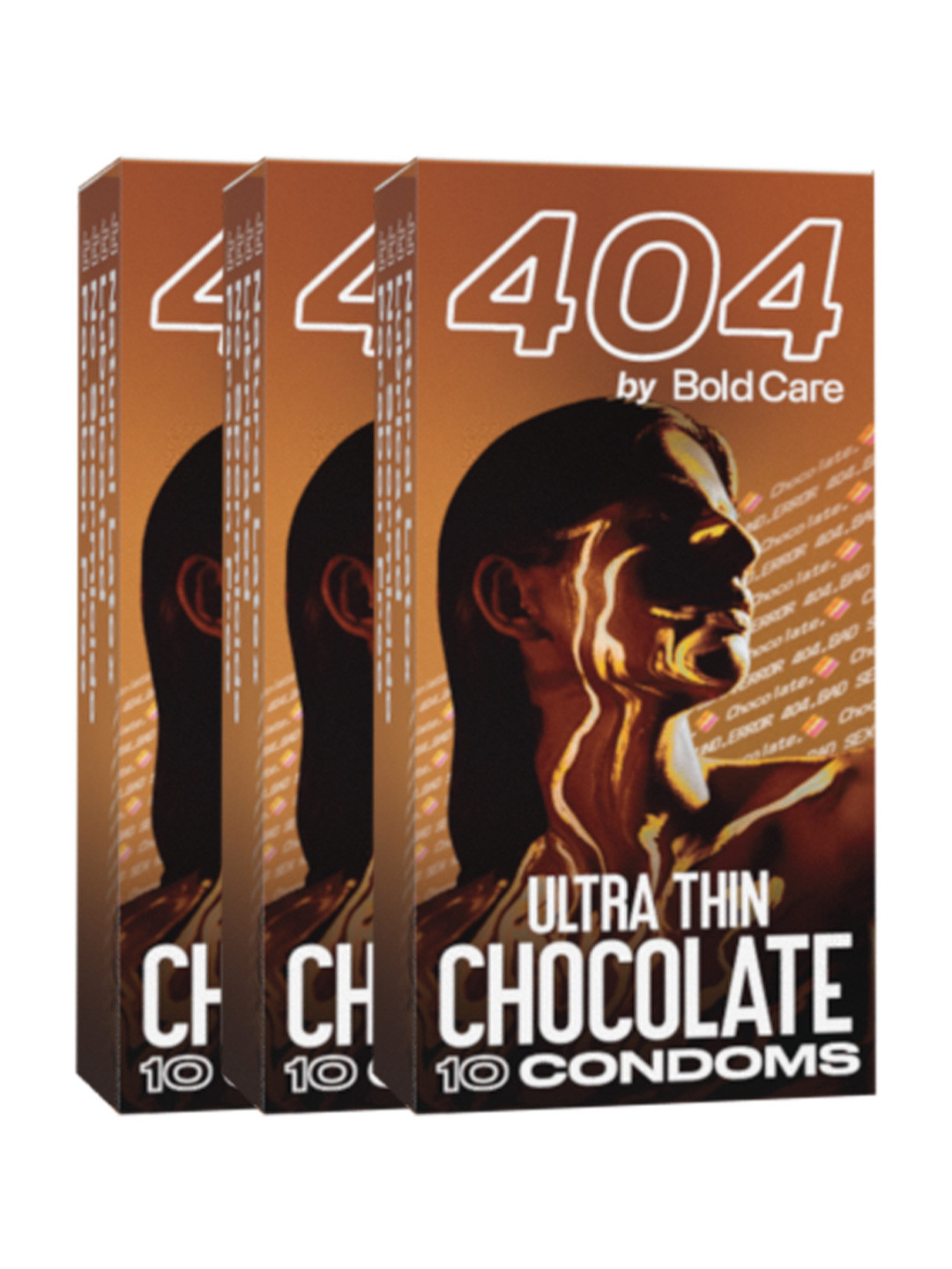 

Bold Care 404 Set of 3 Chocolate Flavoured Ultra Thin Condoms - 10 Pieces Each, Brown