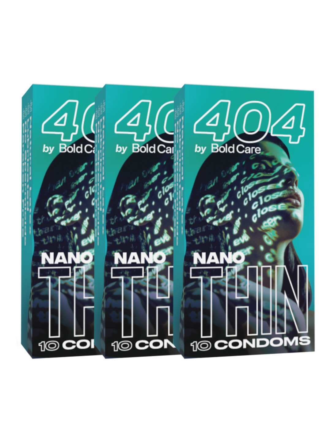 

Bold Care 404 Set of 3 Nano Thin Condoms - 10 Pieces Each, Teal