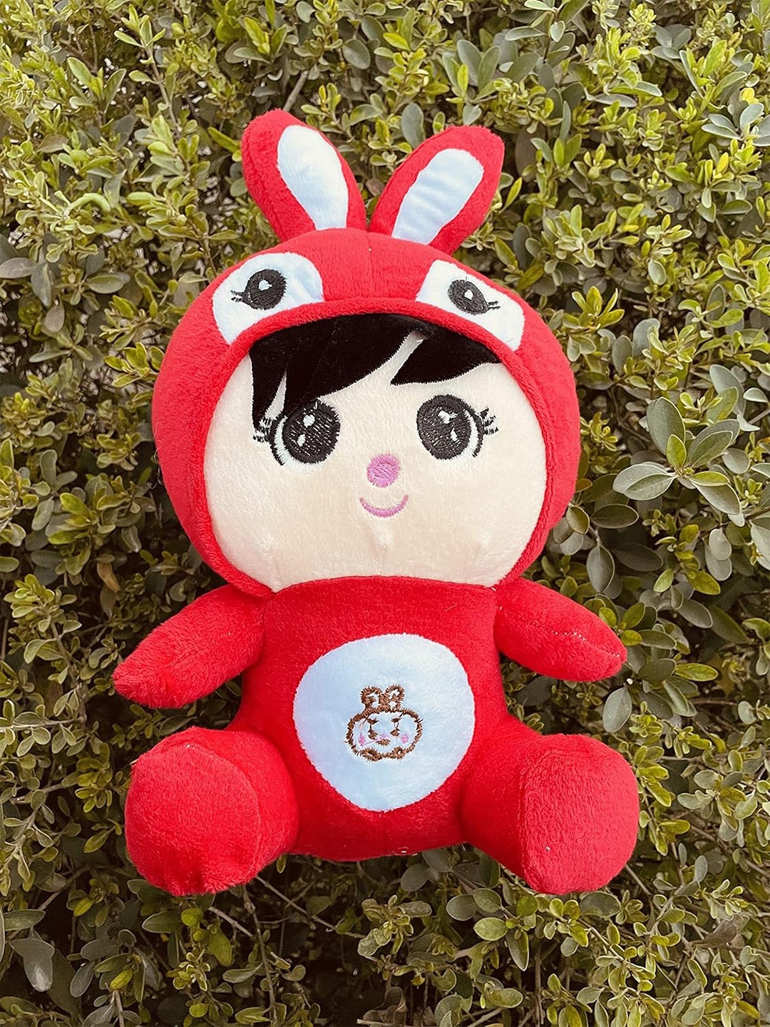

BAESD Kids Fluffy Toys Cute Boy with Bunny Cap, Red