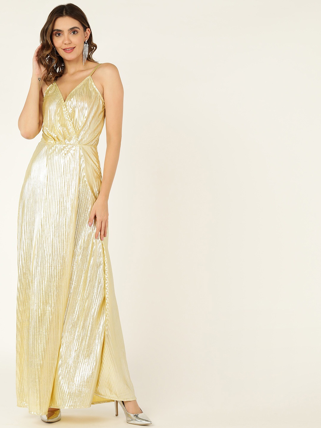 

DODO & MOA Embellished Flared Opaque Maxi Dress, Yellow