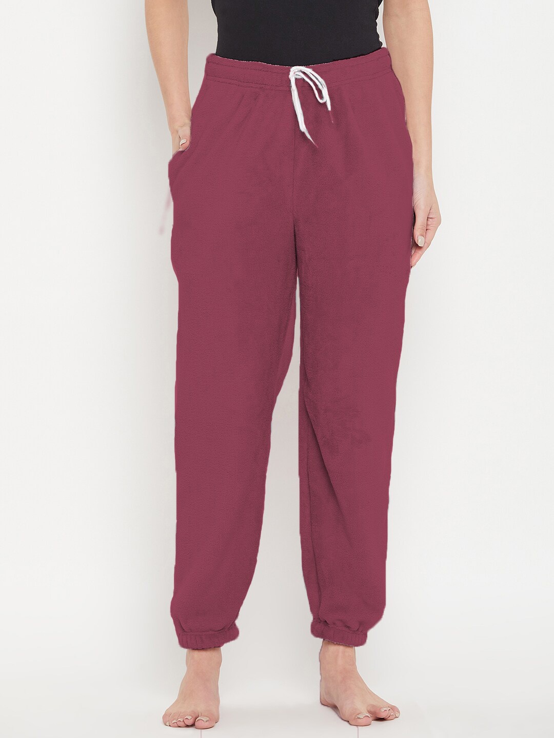 

Camey Mid Rise Relaxed-Fit Woolen Lounge Joggers, Maroon
