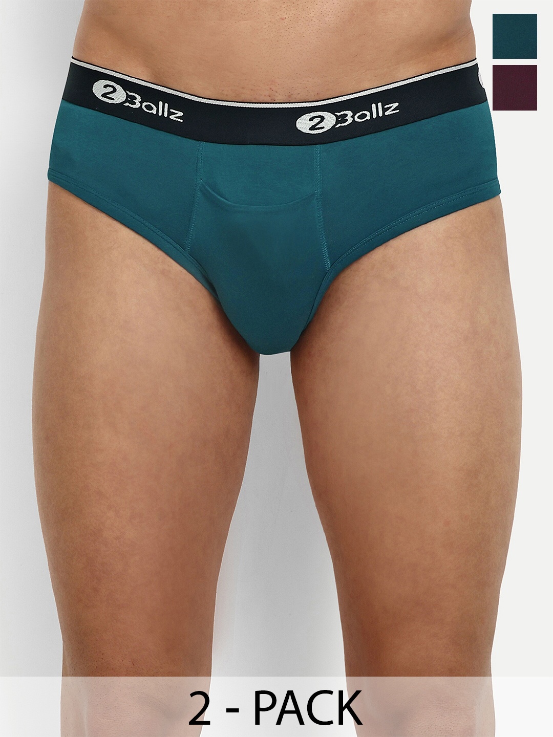 

2BALLZ Pack Of 2 Brand Logo Details Hipster Briefs BROD-2-2BB, Turquoise blue