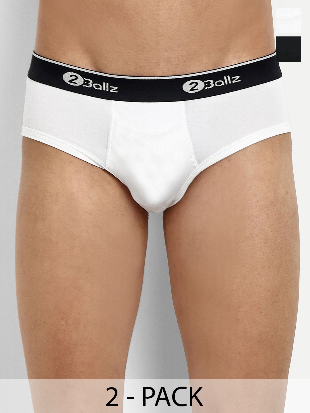 

2BALLZ Pack Of 2 Basic Snug Fit Pouch Briefs- BW-2-2BB, Black