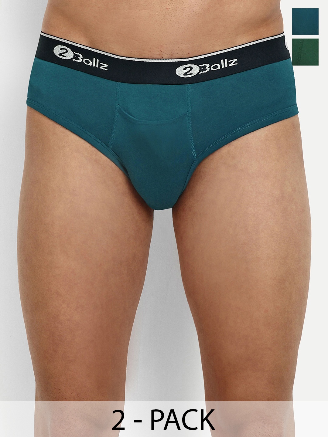 

2BALLZ Pack Of 2 Mid-Rise Anti-Bacterial Hipster Briefs BGOD-2-2BB, Navy blue
