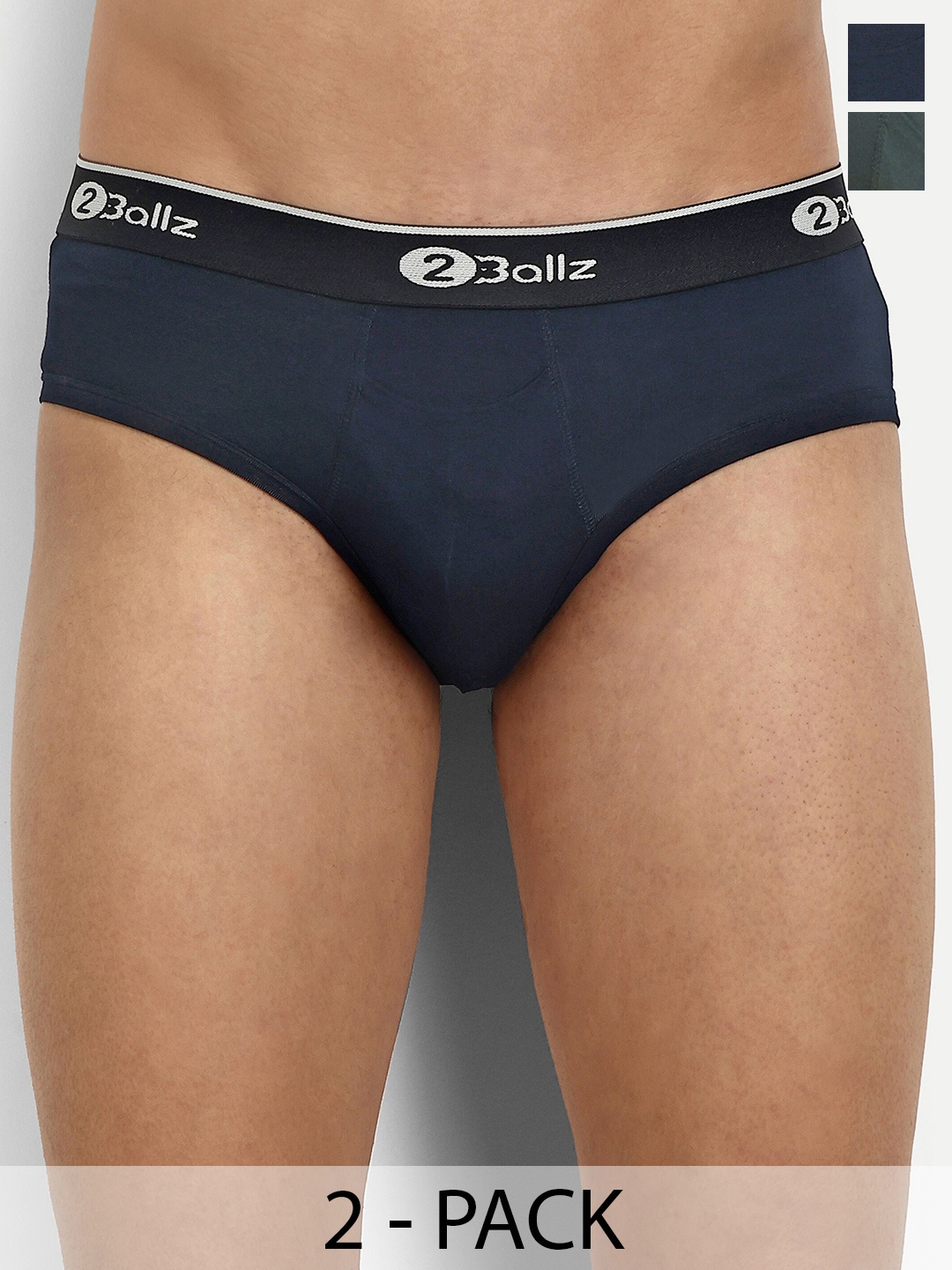 

2BALLZ Pack Of 2 Brand Logo Details Snug Fit Hipster Briefs KBUG-2-2BB, Grey