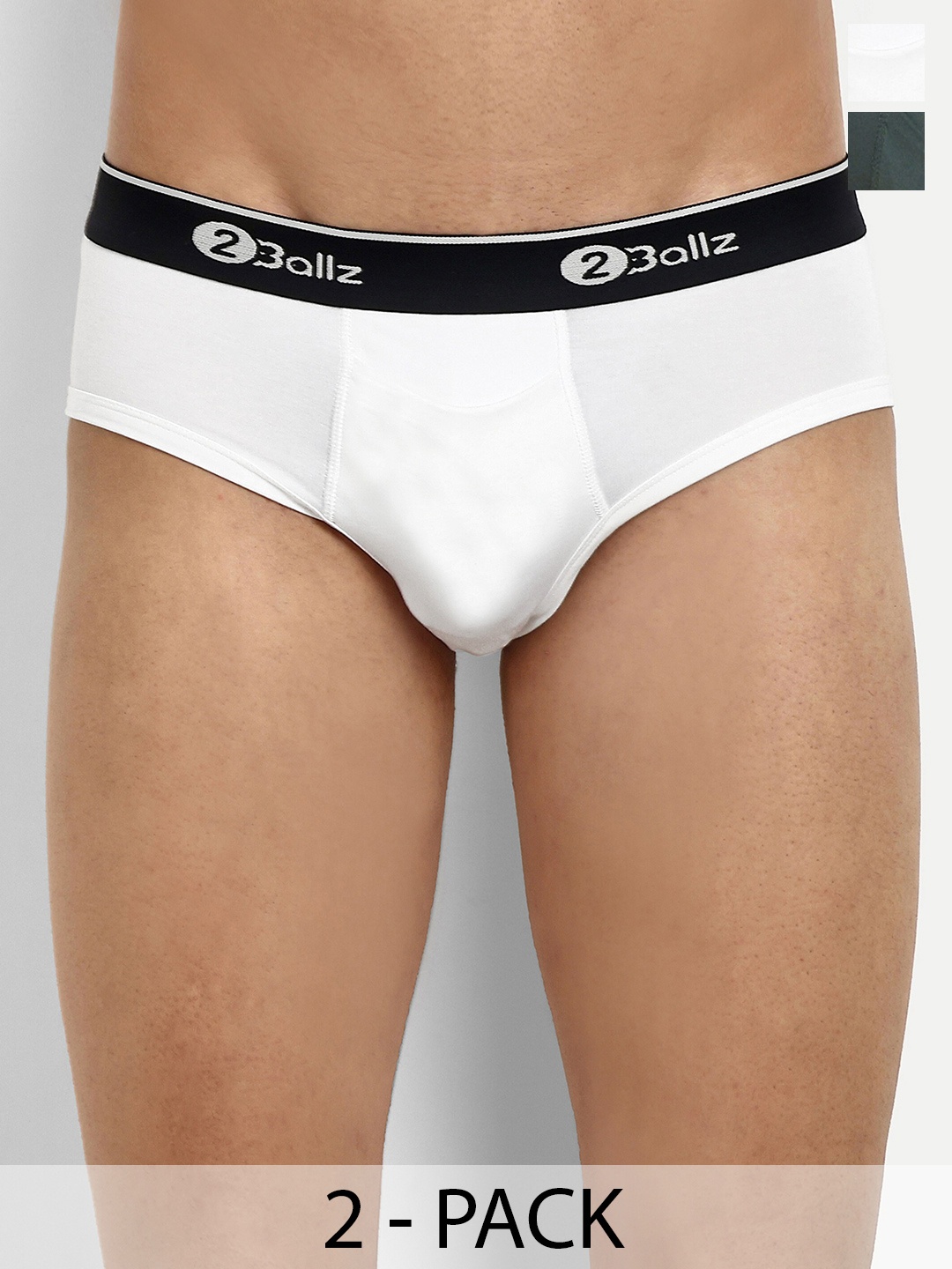 

2BALLZ Pack Of 2 Snug Fit Outer-Elastic Hipster Briefs WUG-2-2BB, White