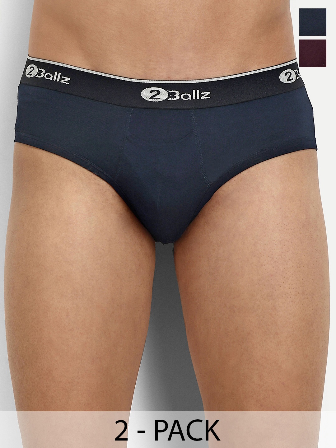 

2BALLZ Pack Of 2 Mid-Rise Basic Briefs KBBR-2-2BB, Blue