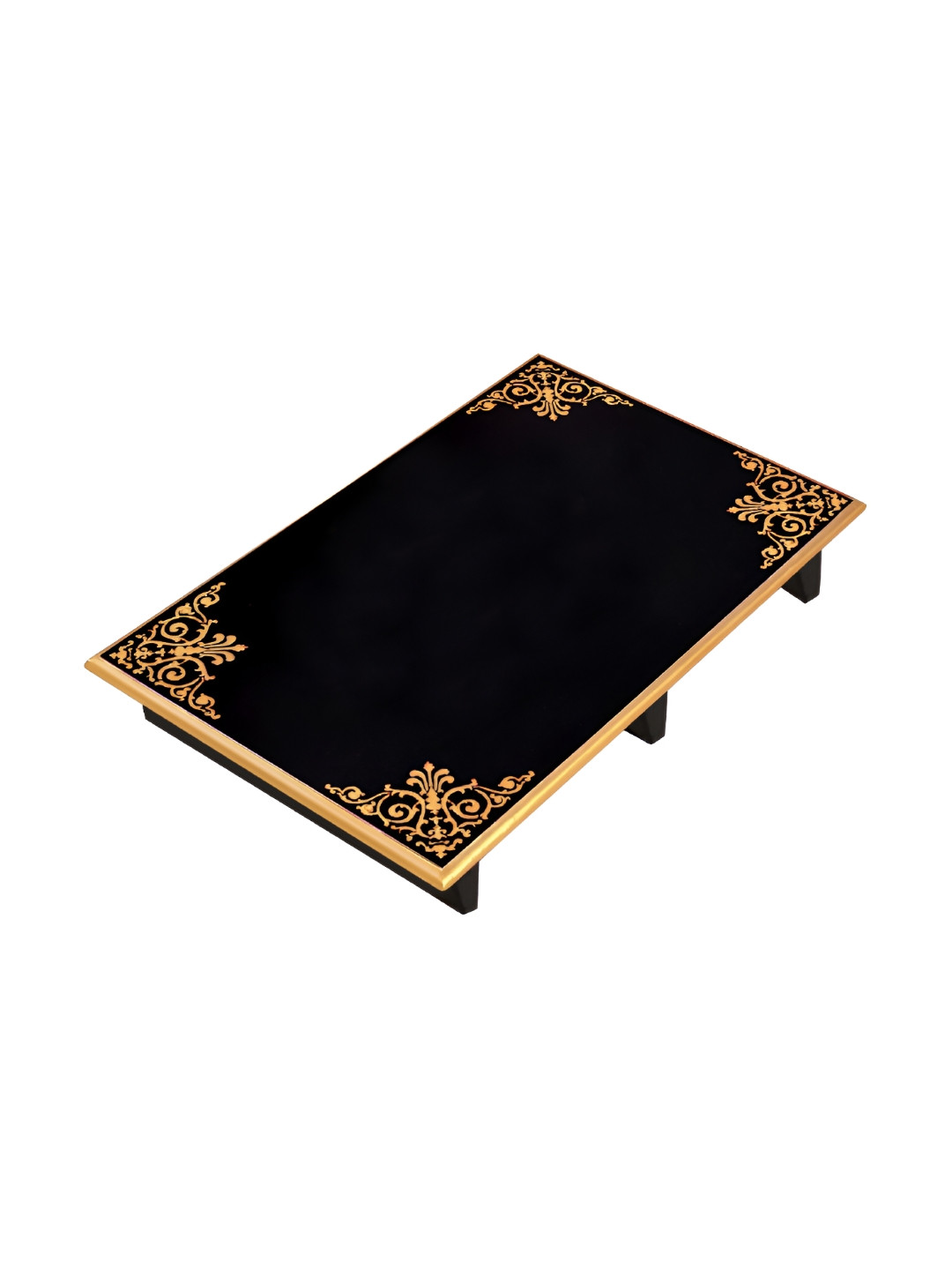 

Lal Haveli Black Wooden Chowki Stool