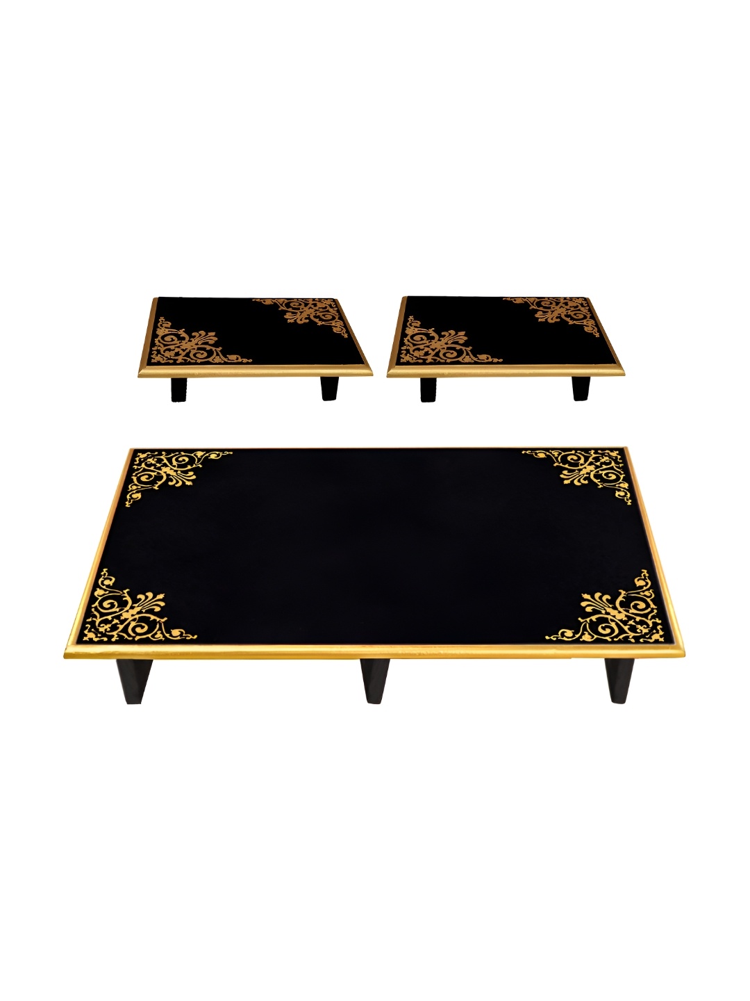 

Lal Haveli 2 Pieces Black Wooden Chowki Stool