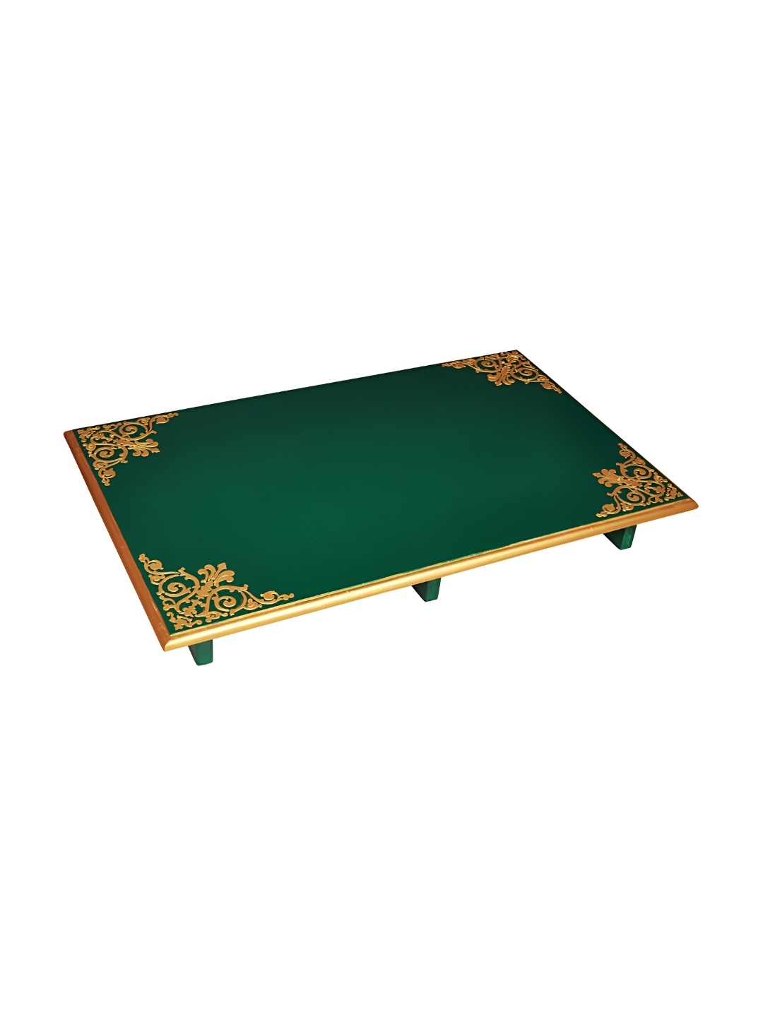 

Lal Haveli Green Wooden Pooja Chowkie