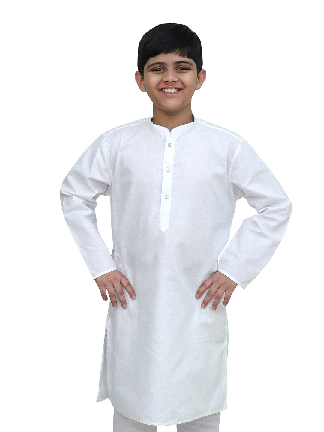 

BAESD Boys Mandarin Collar Cotton Straight Kurta, White