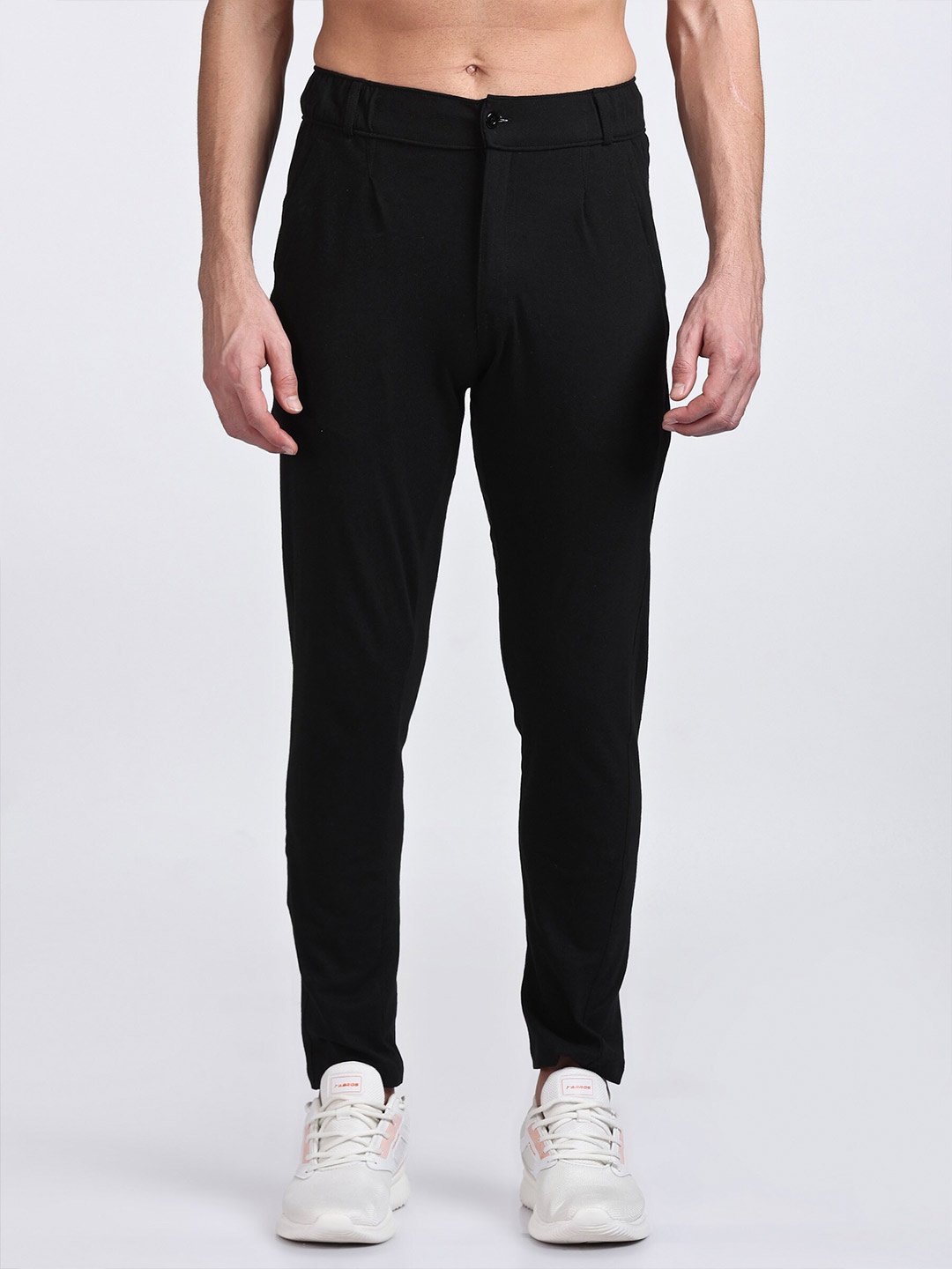 

HILLBERG Men Mid-Rise Slim Fit Cotton Trousers, Black