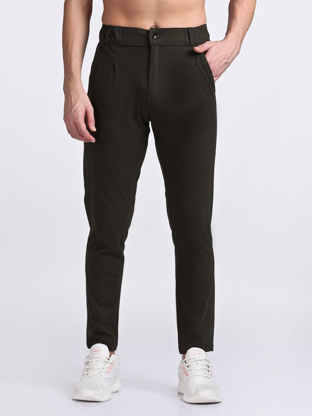 

HILLBERG Men Mid-Rise Slim Fit Cotton Trousers, Brown