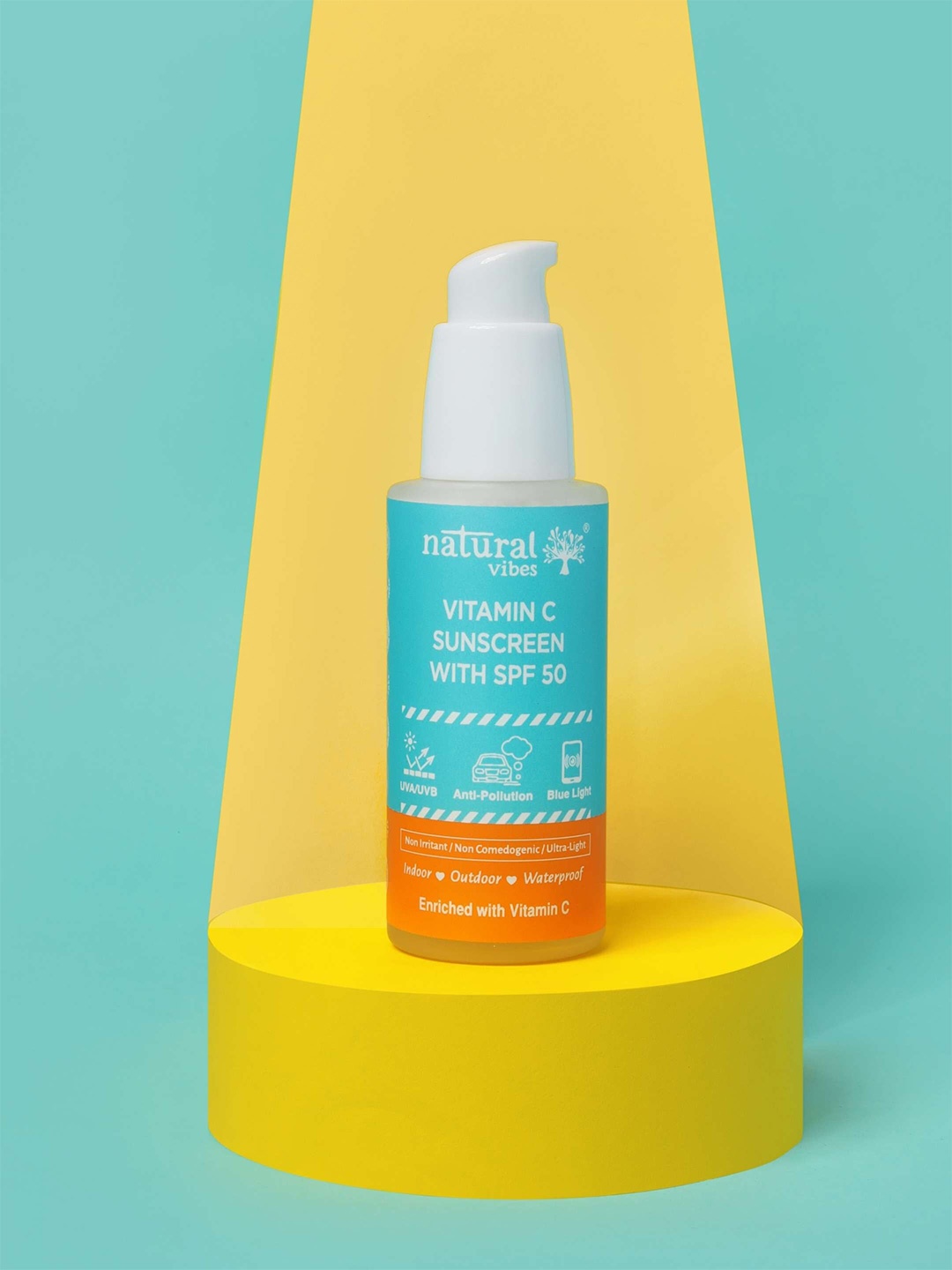 

natural vibes Vitamin C Sunscreen With SPF 50+ For Anti Pollution - 50ml, Blue