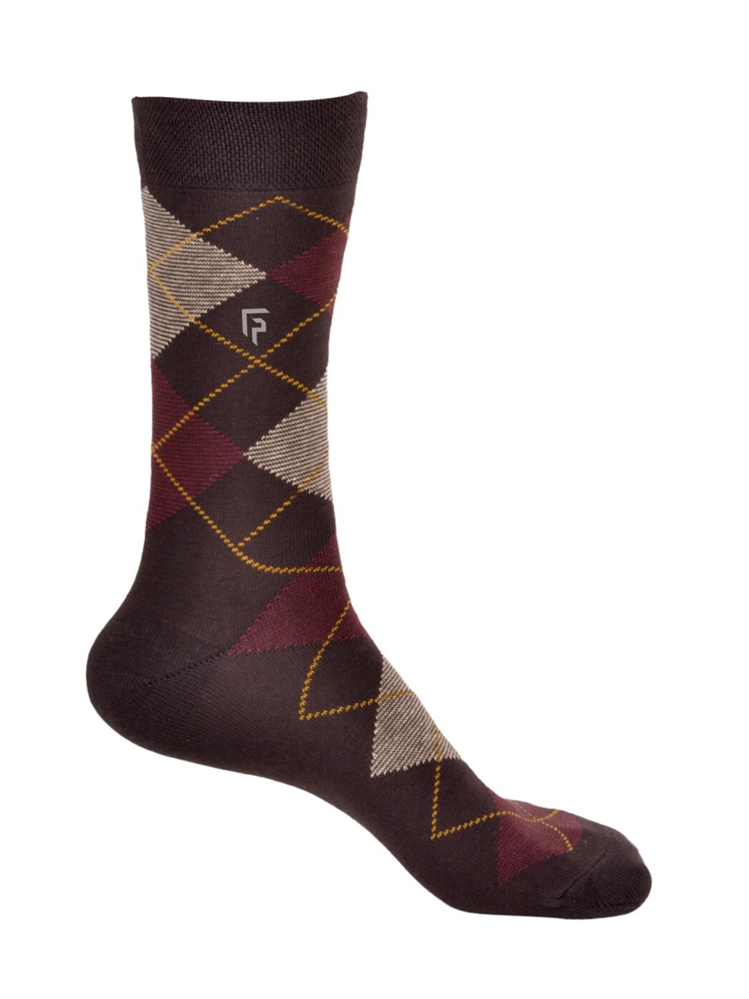 

FOOTPRINT Men Patterned Odour Free Organic Cotton Bamboo Calf-Length Argyle Formal Socks, Multi