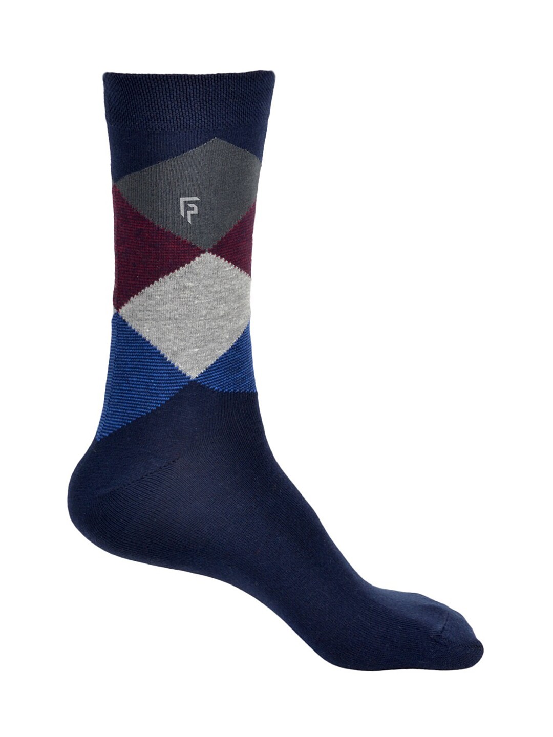 

FOOTPRINT Men Patterned Odour Free Organic Cotton Bamboo Calf-Length Argyle Formal Socks, Blue