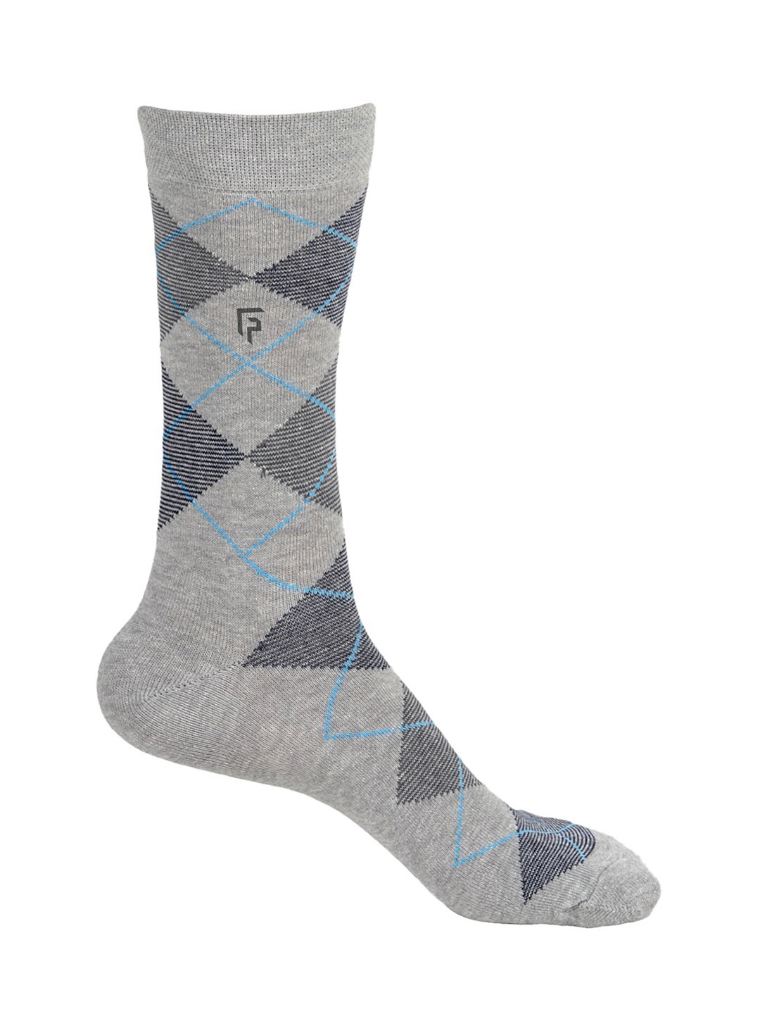 

FOOTPRINT Men Patterned Odour Free Organic Cotton Bamboo Calf-Length Argyle Formal Socks, Grey