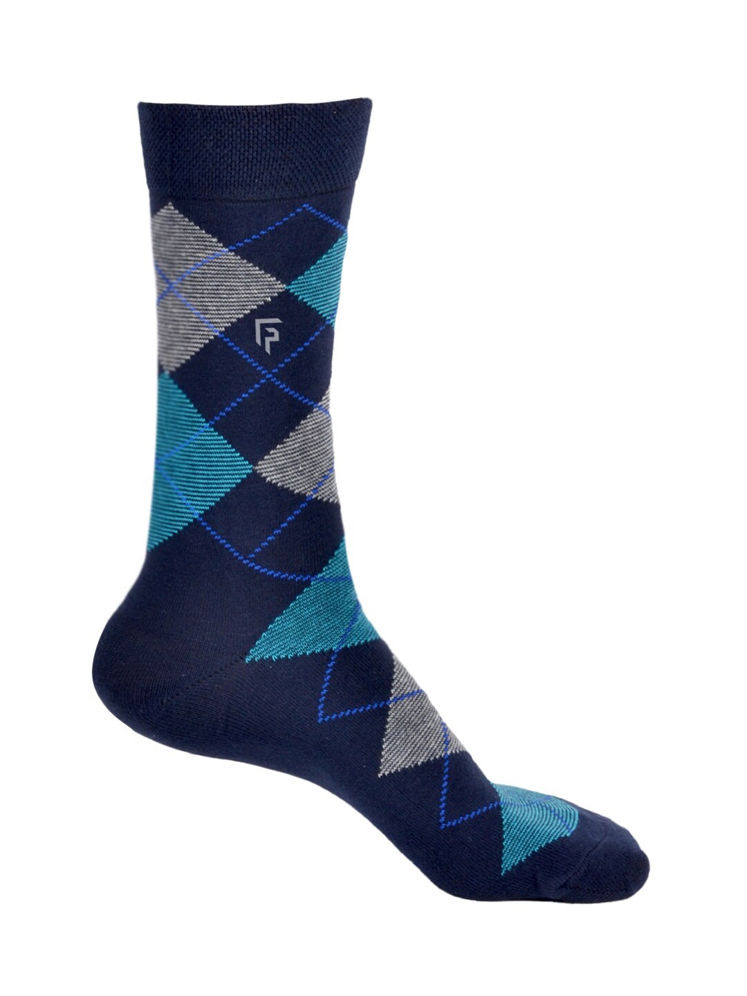 

FOOTPRINT Men Patterned Odour Free Organic Cotton Bamboo Calf-Length Argyle Formal Socks, Blue
